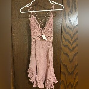Pink Lace Sleeveless Dress